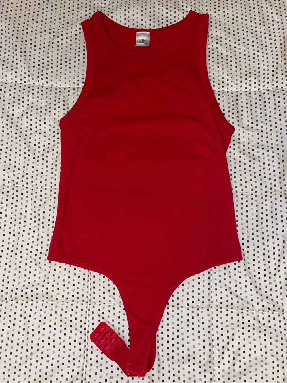 Red Sleeveless Ribbed Bodysuit O/S